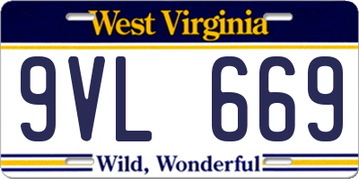 WV license plate 9VL669