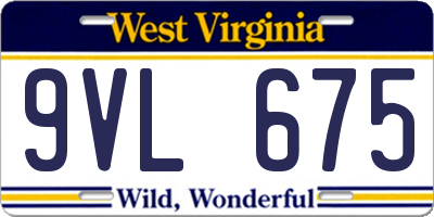 WV license plate 9VL675
