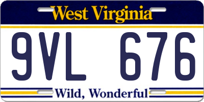 WV license plate 9VL676