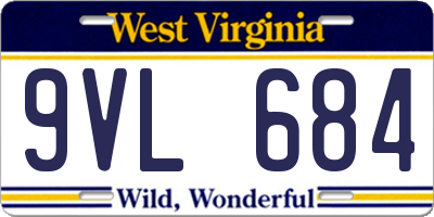 WV license plate 9VL684