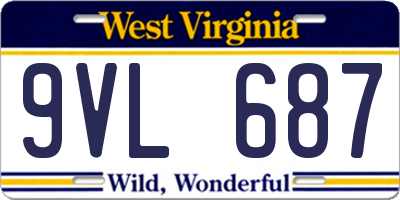 WV license plate 9VL687