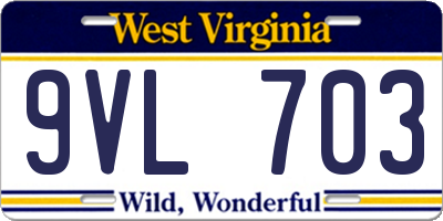 WV license plate 9VL703