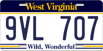 WV license plate 9VL707