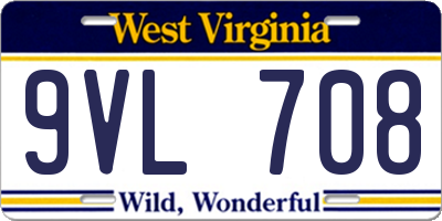 WV license plate 9VL708