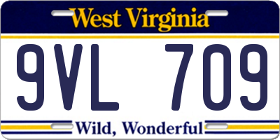 WV license plate 9VL709