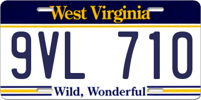 WV license plate 9VL710