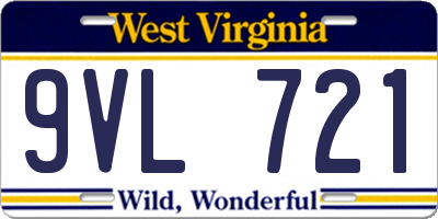 WV license plate 9VL721