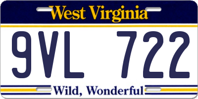 WV license plate 9VL722