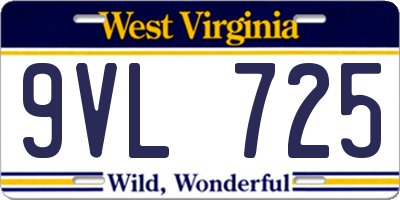 WV license plate 9VL725