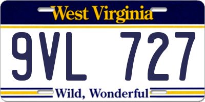 WV license plate 9VL727