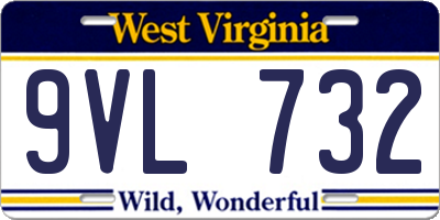 WV license plate 9VL732