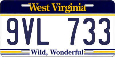 WV license plate 9VL733
