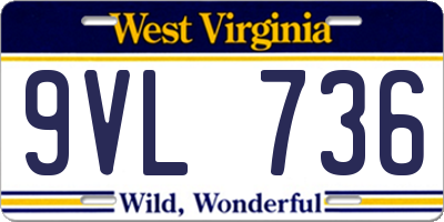 WV license plate 9VL736
