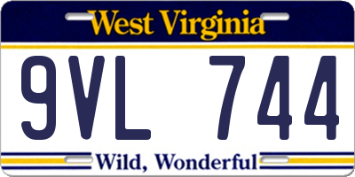 WV license plate 9VL744