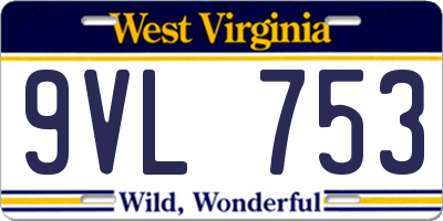 WV license plate 9VL753
