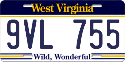 WV license plate 9VL755