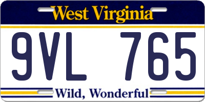 WV license plate 9VL765
