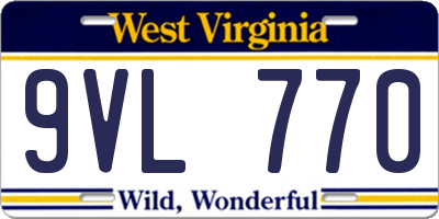 WV license plate 9VL770