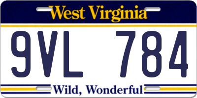 WV license plate 9VL784