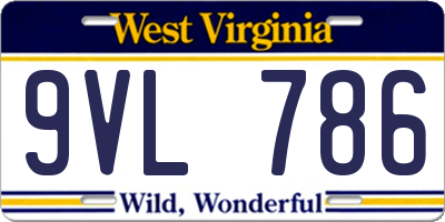 WV license plate 9VL786