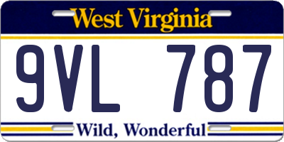 WV license plate 9VL787