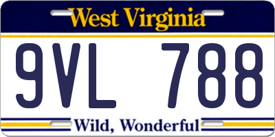 WV license plate 9VL788
