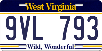 WV license plate 9VL793