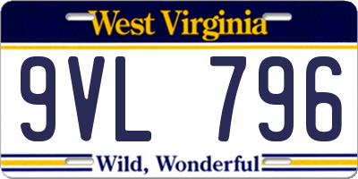 WV license plate 9VL796