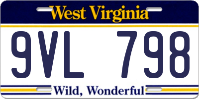 WV license plate 9VL798