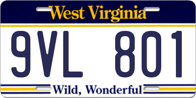 WV license plate 9VL801