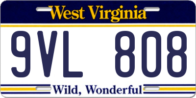 WV license plate 9VL808