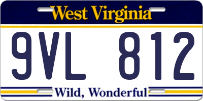 WV license plate 9VL812