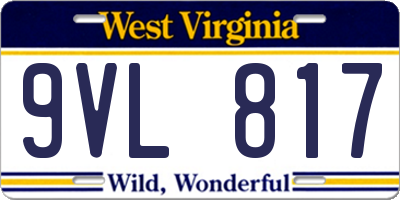 WV license plate 9VL817