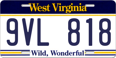 WV license plate 9VL818