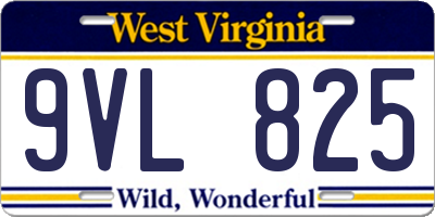 WV license plate 9VL825