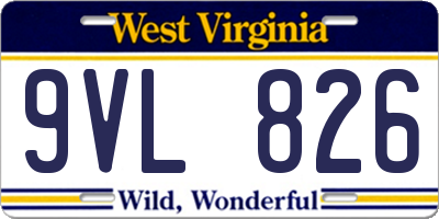 WV license plate 9VL826