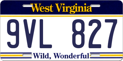 WV license plate 9VL827