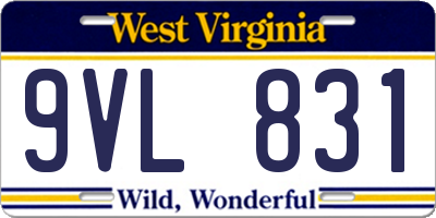 WV license plate 9VL831