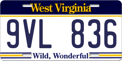 WV license plate 9VL836
