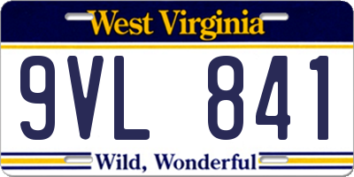 WV license plate 9VL841