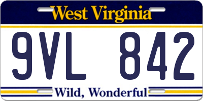 WV license plate 9VL842