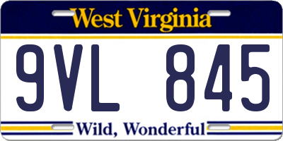 WV license plate 9VL845
