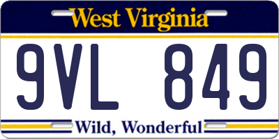 WV license plate 9VL849
