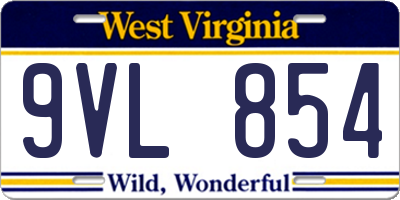WV license plate 9VL854
