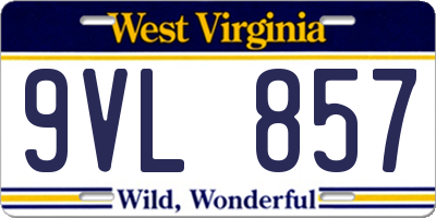 WV license plate 9VL857