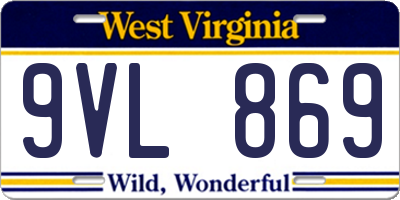 WV license plate 9VL869