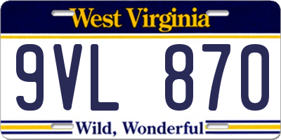 WV license plate 9VL870
