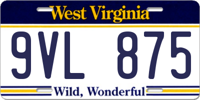 WV license plate 9VL875
