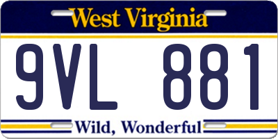 WV license plate 9VL881
