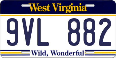 WV license plate 9VL882